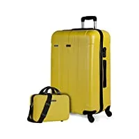 itaca - valises. lot de valise rigides 4 roulettes - valise grande taille, valise soute avion, bagages pour voyages.ensemble valise voyage. verrouillage à combinaison 771170b, jaune