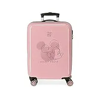disney mickey outline valise de cabine rose 38 x 55 x 20 cm rigide abs fermeture à combinaison latérale 34 l 2 kg 4 roues doubles Équipement à main