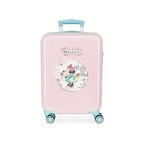 disney minnie florals valise de cabine rose 38 x 55 x 20 cm rigide abs fermeture à combinaison latérale 34 l 2 kg 4 roues doubles Équipement à main