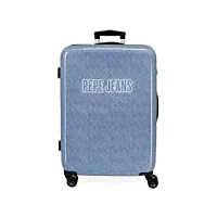 pepe jeans valise numérique moyenne bleue 48 x 68 x 26 cm rigide abs fermeture à combinaison latérale 70 l 3 kg 4 roues doubles
