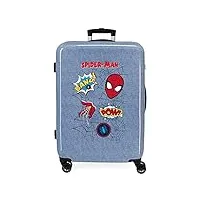 marvel spiderman denim kabinentrolley, bleu, valise moyenne