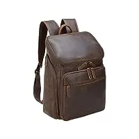 tiding sac à dos en cuir véritable pour homme 15,6 pouces, sac à dos d'ordinateur portable de voyage en cuir véritable sac de jour durable sac à dos d'ordinateur, marron