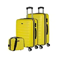 itaca - valises. lot de valise rigides 4 roulettes - valise grande taille, valise soute avion, bagages pour voyages.ensemble valise voyage. verrouillage à combinaison 71216b, jaune