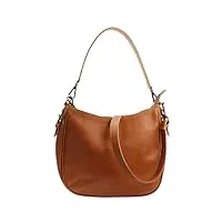 leconi cartable sac en cuir pour dames look vintage cuir véritable sac cabas sac à main en cuir pour femmes 30x27x11cm cognac le0063-buf