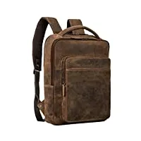 stilord 'nicky' sac à dos pour ordinateur portable 13 pouces en cuir grande femme homme vintage sac a dos d'affaires bagages sac à dos de voyage, couleur:bergamo - marron
