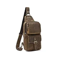 xixidian sac d'élingue en cuir vintage for hommes multipurpose daypack poitrine bandbody backbody sac à dos de voyage (color : brown, size : 31 * 16 * 9cm)