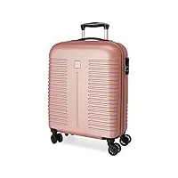 roll road india valise de cabine rose 40 x 55 x 20 cm rigide abs fermeture à combinaison latérale 37 l 2,62 kg 4 roues doubles bagages à main