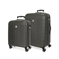 roll road india ensemble de valises gris 55/70 cm rigide abs fermeture à combinaison latérale 112 l 6,56 kg 4 roues doubles bagages à main