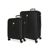 roll road camboya jeu de valises noir 55/68 cm rigide abs fermeture à combinaison latérale 217 l 6,56 kg 4 roues doubles bagages à main