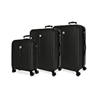 roll road camboya jeu de valises noir 55/68/78 cm rigide abs fermeture à combinaison latérale 217 l 11,06 kg 4 roues doubles bagages à main