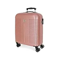 roll road india valise de cabine rose 40 x 55 x 20 cm rigide abs fermeture à combinaison latérale 37 l 2,74 kg 4 roues doubles bagages à main