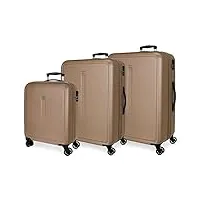 roll road camboya ensemble de valises gris 55/68/78 cm rigide abs fermeture à combinaison latérale 217 l 11,06 kg 4 roues doubles bagages à main