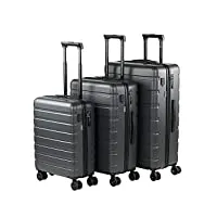 jaslen - valises. lot de valise rigides 4 roulettes - valise grande taille, valise soute avion, bagages pour voyages.ensemble valise voyage. verrouillage à combinaison 171300, gris foncé