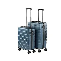 jaslen - valises. lot de valise rigides 4 roulettes - valise grande taille, valise soute avion, bagages pour voyages.ensemble valise voyage. verrouillage à combinaison 171315, argenté