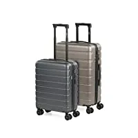 jaslen - valises. lot de valise rigides 4 roulettes - valise grande taille, valise soute avion, bagages pour voyages.ensemble valise voyage. verrouillage à combinaison 171315, gris foncé