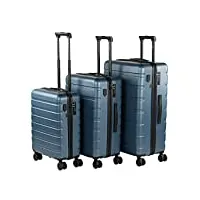 jaslen - valises. lot de valise rigides 4 roulettes - valise grande taille, valise soute avion, bagages pour voyages.ensemble valise voyage. verrouillage à combinaison 171300, argenté