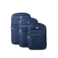 bemon valise souple en toile lot de 3 - (75cm, 65cm, 55cm) bleu