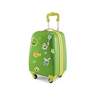 hauptstadtkoffer - valise rigide pour enfants - en plastique abs / polycarbonate, vert pomme + autocollant monstre, bagage pour enfants