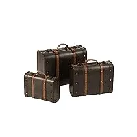 jolipa set de 3 valises decorative bois marron
