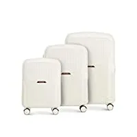 wittchen lady 2 line ensemble de 3 valises (s+m+l) valises de voyage valises en polycarbonate à 4 roues pivotantes serrure à combinaison manche télescopique crème