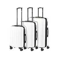 skpat - valises. lot de valise rigides 4 roulettes - valise grande taille, valise soute avion, bagages pour voyages.ensemble valise voyage. verrouillage à combinaison 175116, blanc de lait