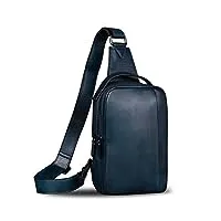 sac à bandoulière en cuir véritable pour hommes, sac à bandoulière décontracté, sac à dos de randonnée, sac à dos vintage fait à la main multifonction, bleu marine, medium