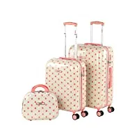 skpat - set valise rigide 3 pi�ce - sets de bagages avec verrouillage � combinaison tsa - l�g�res et r�sistantes lot valise - lot valise soute avion en mat�riau pc extra l�ger. set de cabine, m, beige