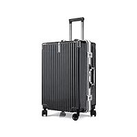 bagage à main rigide léger avec cadre en aluminium avec roulettes pivotantes, valise de voyage tendance moyenne avec serrure tsa, bagage à roulettes avec crochet latéral, noir , 50,8 cm, valise à