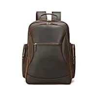 sac à dos de travail vintage pour homme - sac à dos vintage en cuir véritable pour ordinateur portable de 17" - grande capacité - antivol - pour le travail, les voyages - décontracté - h