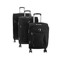 delsey paris - helium dlx - set de 3 valises souples 55cm/ 71cm/ 83cm - noir