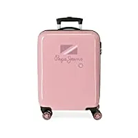 pepe jeans holi valise de cabine rose 38 x 55 x 20 cm rigide abs fermeture à combinaison latérale 34 l 2 kg 4 roues doubles bagage à main, rose, valise cabine