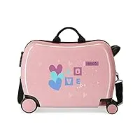 enso love vibes valise pour enfant rose 50 x 38 x 20 cm rigide abs fermeture à combinaison latérale 34 l 1,8 kg 4 roues bagage à main, rose, valise enfant