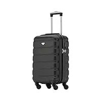 flight knight abs valise cabine compatible avec air france, hop! easyjet, ryanair et bien d'autres! bagage a main legere sac cabine avec 4 roues - 55x35x20cm (tsa) noir