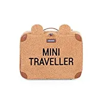 childhome valise enfant, week-end, format cabine, compact, solide, anse pour transport, etiquette nom, design, matière douce, mini traveller, teddy brun
