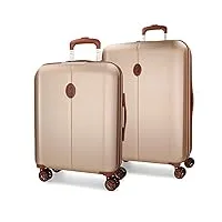 el potro ocuri jeu de valises beige 55/70 cm rigide abs fermeture tsa intégré 118l 6,98 kg 4 roues doubles bagage à main, beige, jeu de valises