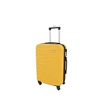 valise à quatre roues rigide conney, jaune, cabin, bagage rigide avec roulettes pivotantes