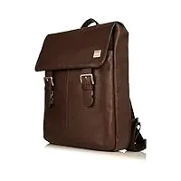knomo grand sac à dos en cuir pour ordinateur portable 16 pouces avec rabat à boucle marron