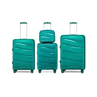 kono set de 4 valises de voyage (55/66/76cm) rigide valise cabine | valise moyenne | valise grande taille à roulettes et serrure tsa & portable vanity case