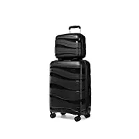 kono set de 2 valise cabine rigide valises de voyage 55cm à 4 roulettes + serrure tsa & portable vanity case