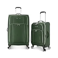 traveler's choice lares valise souple extensible avec roulettes pivotantes, vert, 2 piece luggage set, lares valise souple extensible avec roulettes pivotantes