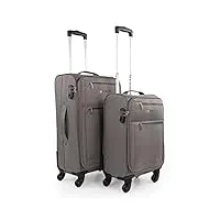 itaca - set valise souples à 4 roulettes - lot valise tissu à roulette - sets de bagages pour soute avion, soldes sur set de valises à roulettes. verrouillage à combinaison 701015, anthracite