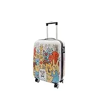 house of leather valise rigide à quatre roues avec imprimé dessin animé, argenté., cabin, bagage rigide avec roulettes pivotantes