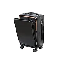 juemissa bagage à ouverture frontale bagage business valise trolley valise à roulettes universelle (color : black, s : 44 * 29 * 70cm)