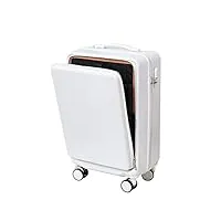 juemissa bagage à ouverture frontale bagage business valise trolley valise à roulettes universelle (color : blanc, s : 34 * 24 * 53cm)