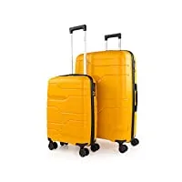 itaca - set de valises rigides 4 roulettes - valise grande taille, valise soute avion, bagages pour voyages, lot de valises à roulette. fabriquées en pp matériau résistant 760317, jaune