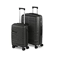 itaca - set de valises rigides 4 roulettes - valise grande taille, valise soute avion, bagages pour voyages, lot de valises à roulette. fabriquées en pp matériau résistant 760317, gris foncé