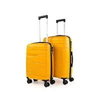 itaca - set de valises rigides 4 roulettes - valise grande taille, valise soute avion, bagages pour voyages, lot de valises à roulette. fabriquées en pp matériau résistant 760315, jaune