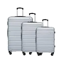 balelinko lot de 3 valises rigides (20/24/28) extensibles avec roulettes doubles pivotantes à 360° en polypropylène rigide léger parapluie de voyage bonus blanc