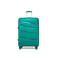 kono valise bagage cabine 55x40x20 cm rigide polypropylène valise de voyage à 4 roulettes et serrure tsa, léger|poignées télescopiques, turquoise