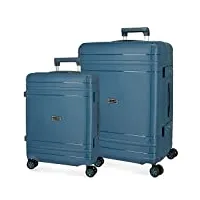 movom dimension lot de valises bleu 55/66 cm rigide polypropylène fermeture tsa 78l 6,52 kg 4 roues doubles bagages à main, bleu, jeu de valises